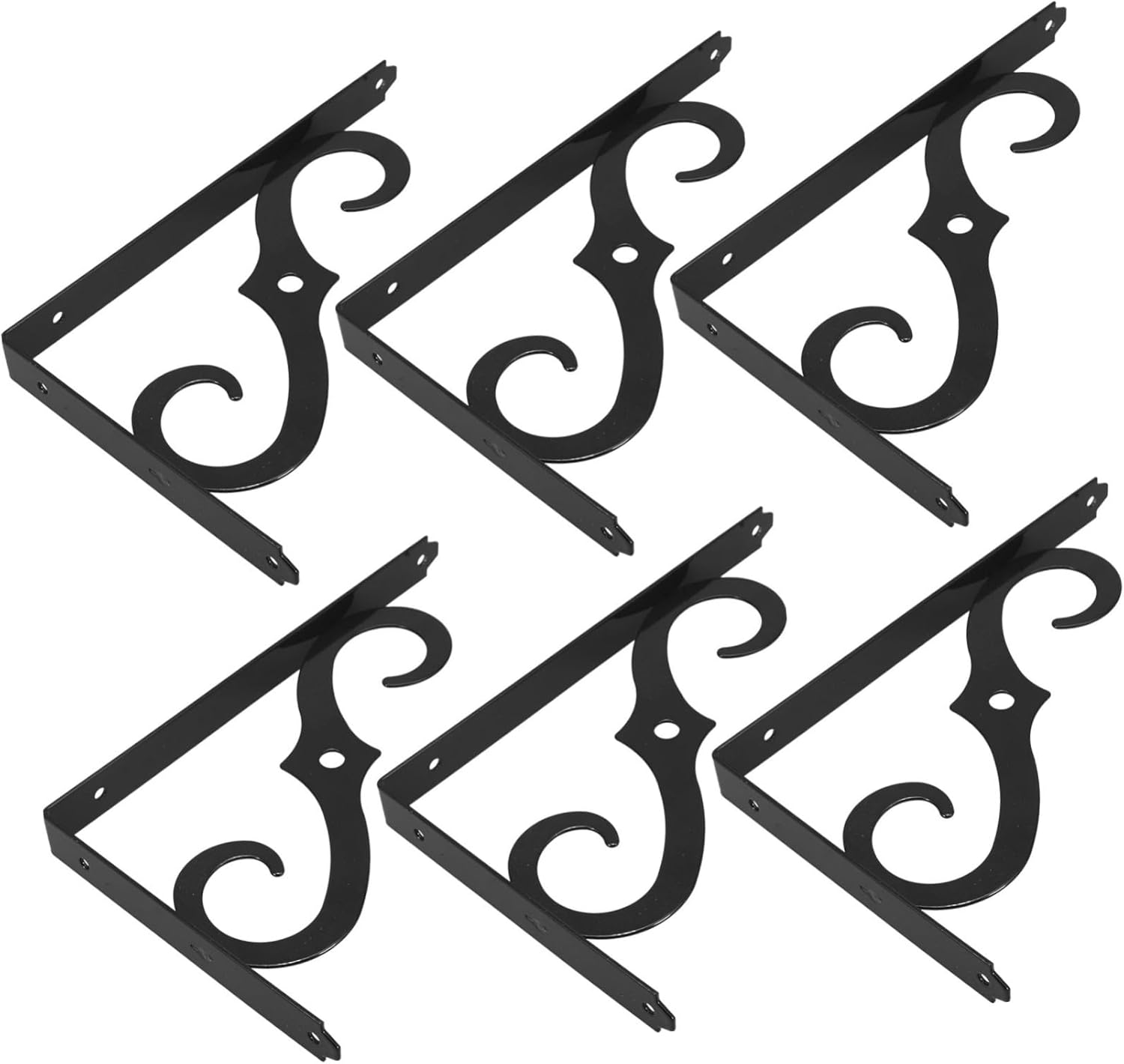 Veemoon 6pcs White Shelf Brackets Floating Shelf Brackets for Wall Storage Rack Holders Iron Decorative for Home