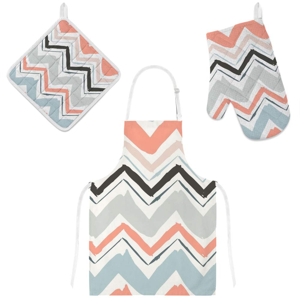 Tablier de cuisine motif zigzag idée cadeau originale avec surprise