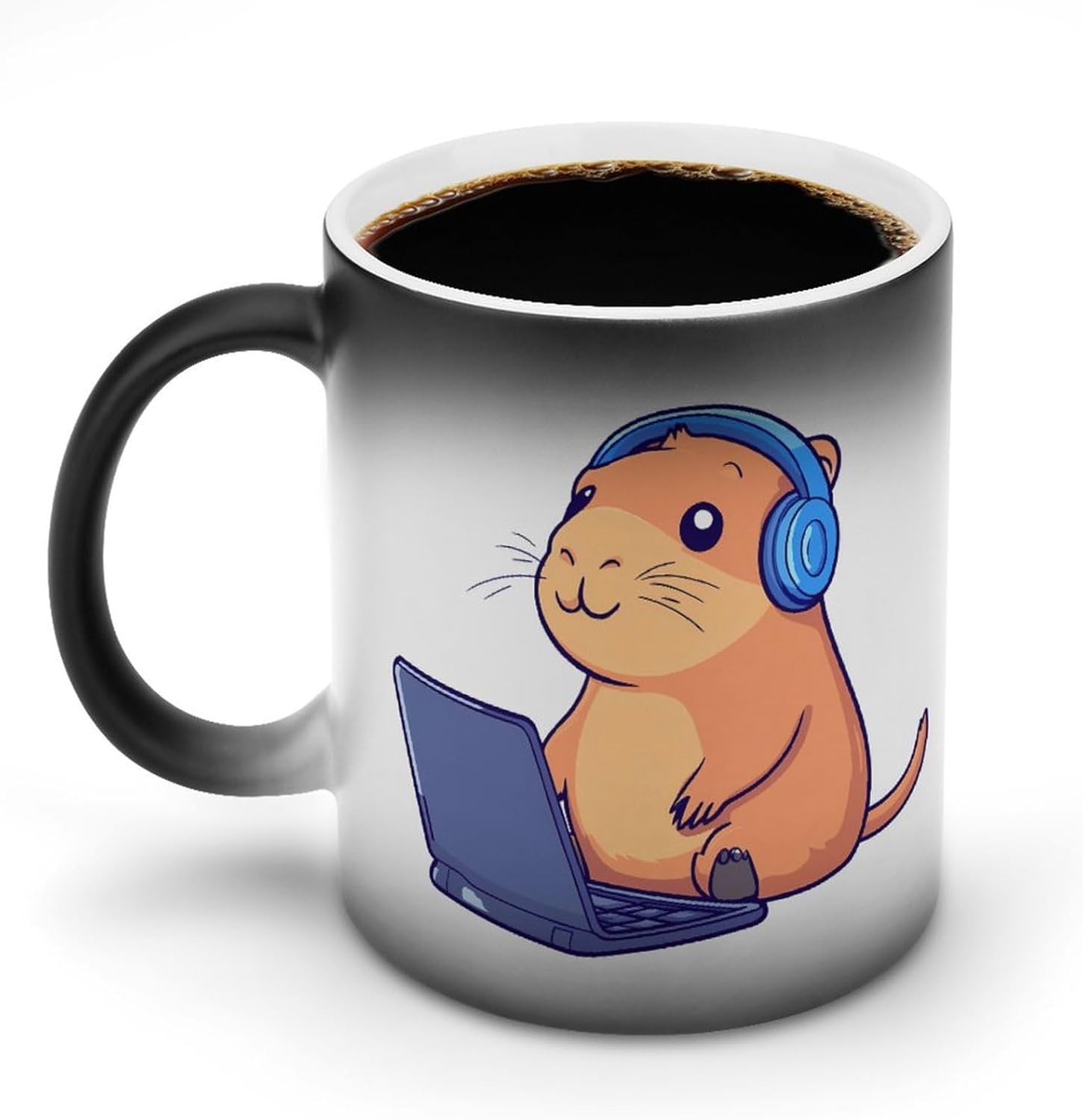 Capybara at Work Color Changing Mug Heated Ceramic Cup Heat Sensitive Coffee Mug Fun Gift