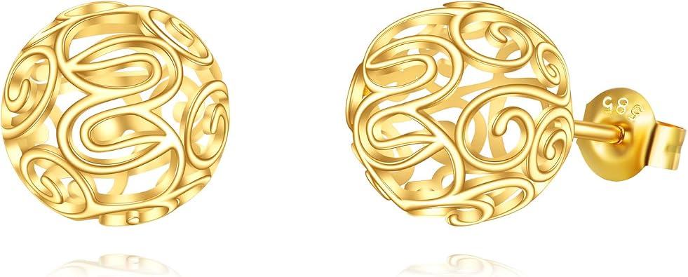KECHO 14k Solid Gold Teardrop Earrings for Women Leverback Cage Filigree Dangle Drop Earrings Jewelry Birthday Gifts for Her