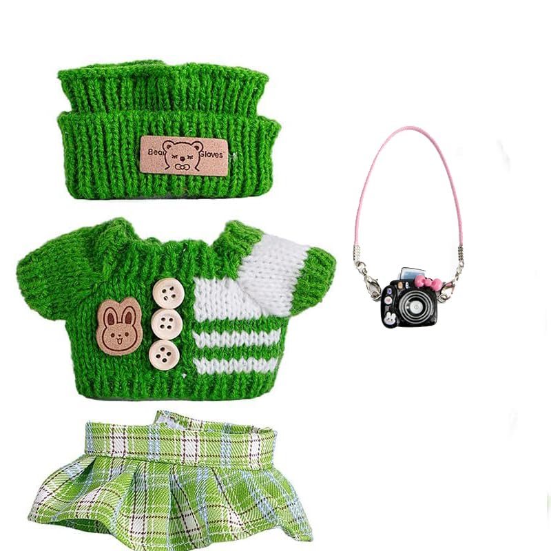 Vêtements pour poupée Labubu 17cm tenue élégante avec mini appareil photo vert