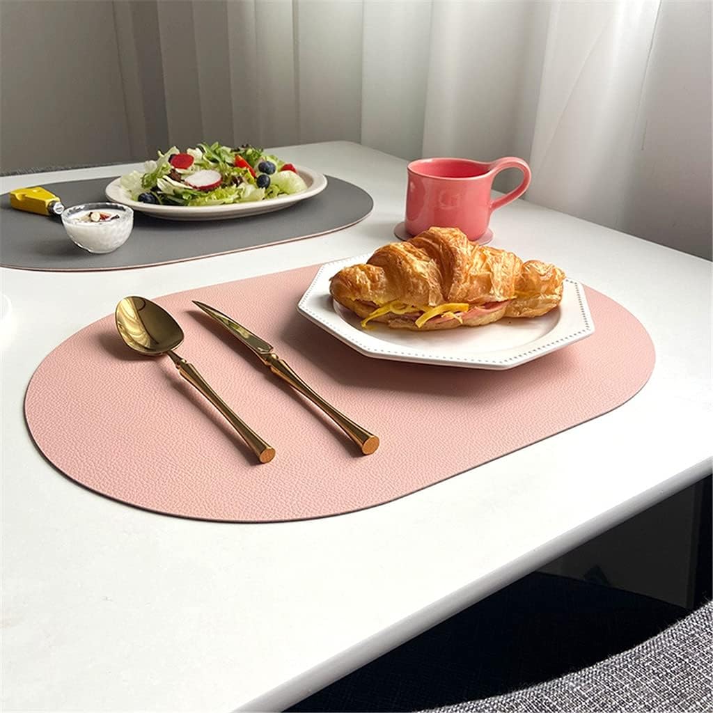4pcs Tableware Pad PU Leather Placemat Coaster Set Oil Water Heat Insulation Plate Mat Home Table Mat for Dining Table (Color : Blue) (Green)
