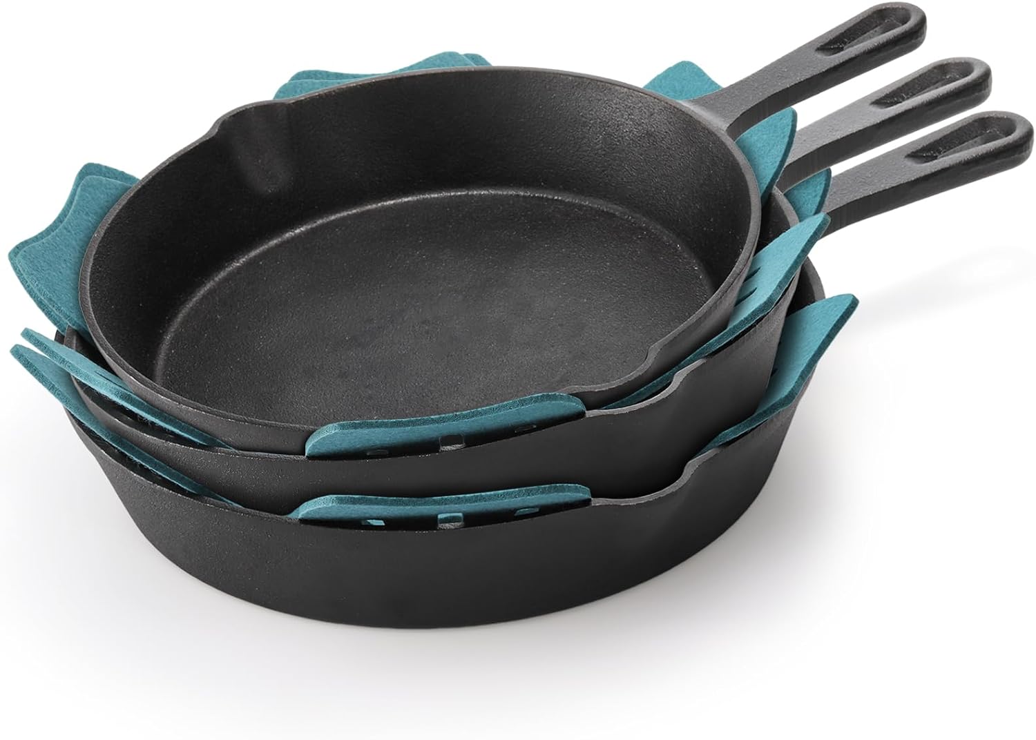 Goaste 24 Pack Pot and Pan Protectors, 4 Different Size Pans Separator, Anti-Slip Pan Dividers Pads, Felt Cookware Protector Set for Stacking and Protecting Your Cookware, Set of 24, Cyan