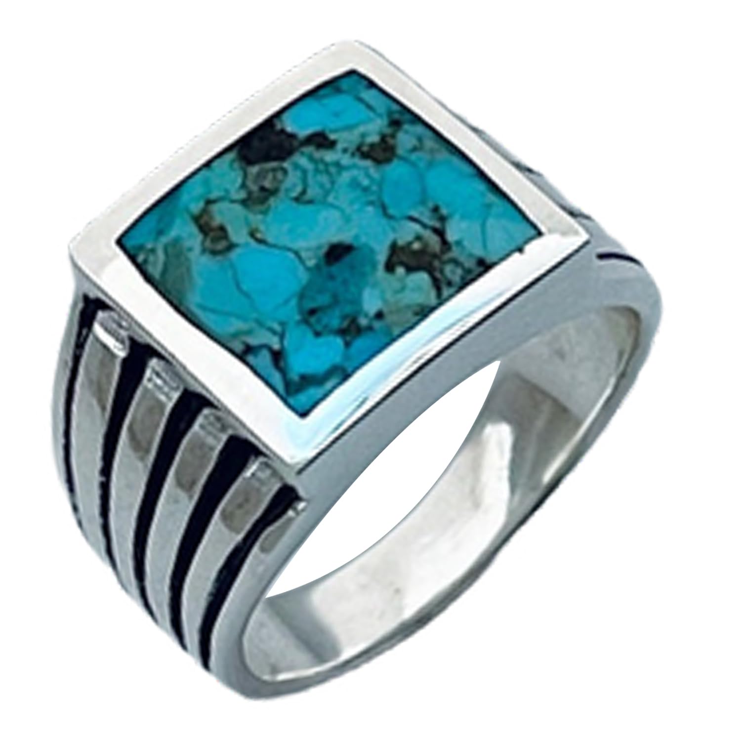 Echter Türkis-Edelstein-Unisex-Ring, Siegelring, Statement-Ring, schwerer Herren-Geschenkring, einzigartiger Vater-Mutter-Geschenkring, schöner Dezember-Geburtssteinring
