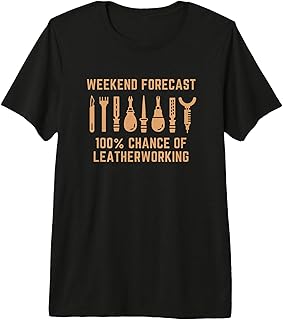 Funny Leather Craftsman Gift Weekend Forecast Leatherworking Premium Tri-Blend T-Shirt