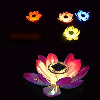 Lámpara Flotante de Flores que Cambia de Color con Energía Solar a Prueba de Agua, Color Rosa Colorido para Jardín (#1)