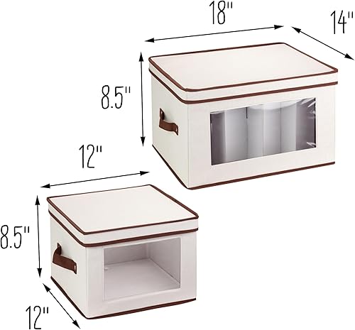 Miniatura 3 de Honey-Can-Do Paquete de 2 cajas de almacenamiento para vajillas o armario, natural SFT-09072 Natural