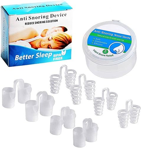 8 pinzas dilatadoras nasales de ronquido, clip de nariz de silicona, dispositivo de ronquido reutilizable, solución profesional para hombres y