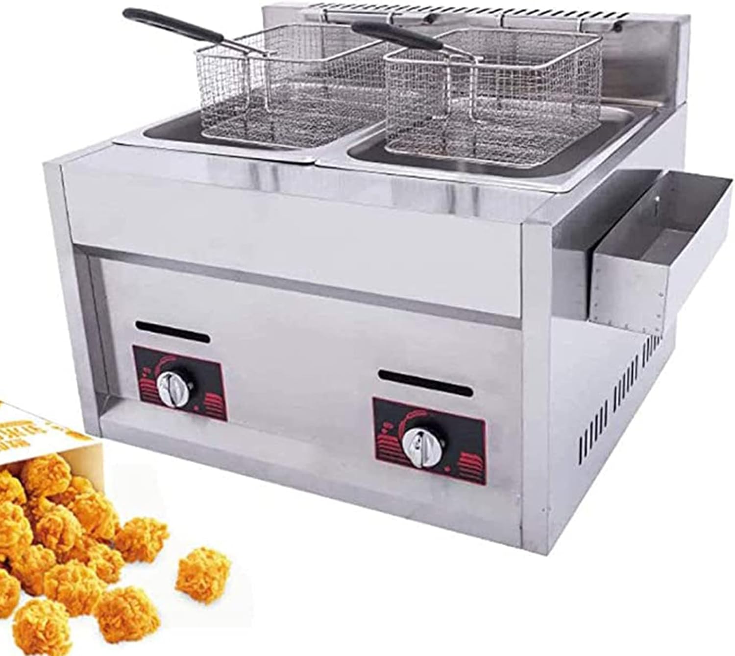 Premium Commercial Fryer Commercial Gas Fryers with Stainless Steel Baskets and Lids, Fast Heat-Up, Adjustable Firepower for Restaurant and Home Use,