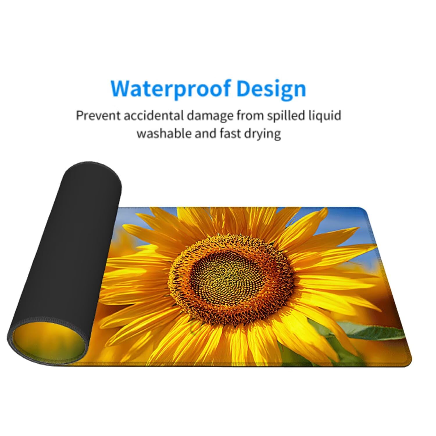 Żółta podkładka pod mysz pod mysz pod mysz do gier XXL 1400 x 600 x 3 mm podkładka pod mysz gumowa kwiat duża podkładka pod rękę dla graczy akcesoria wodoodporne PC, do klawiatury laptopa w-5436
