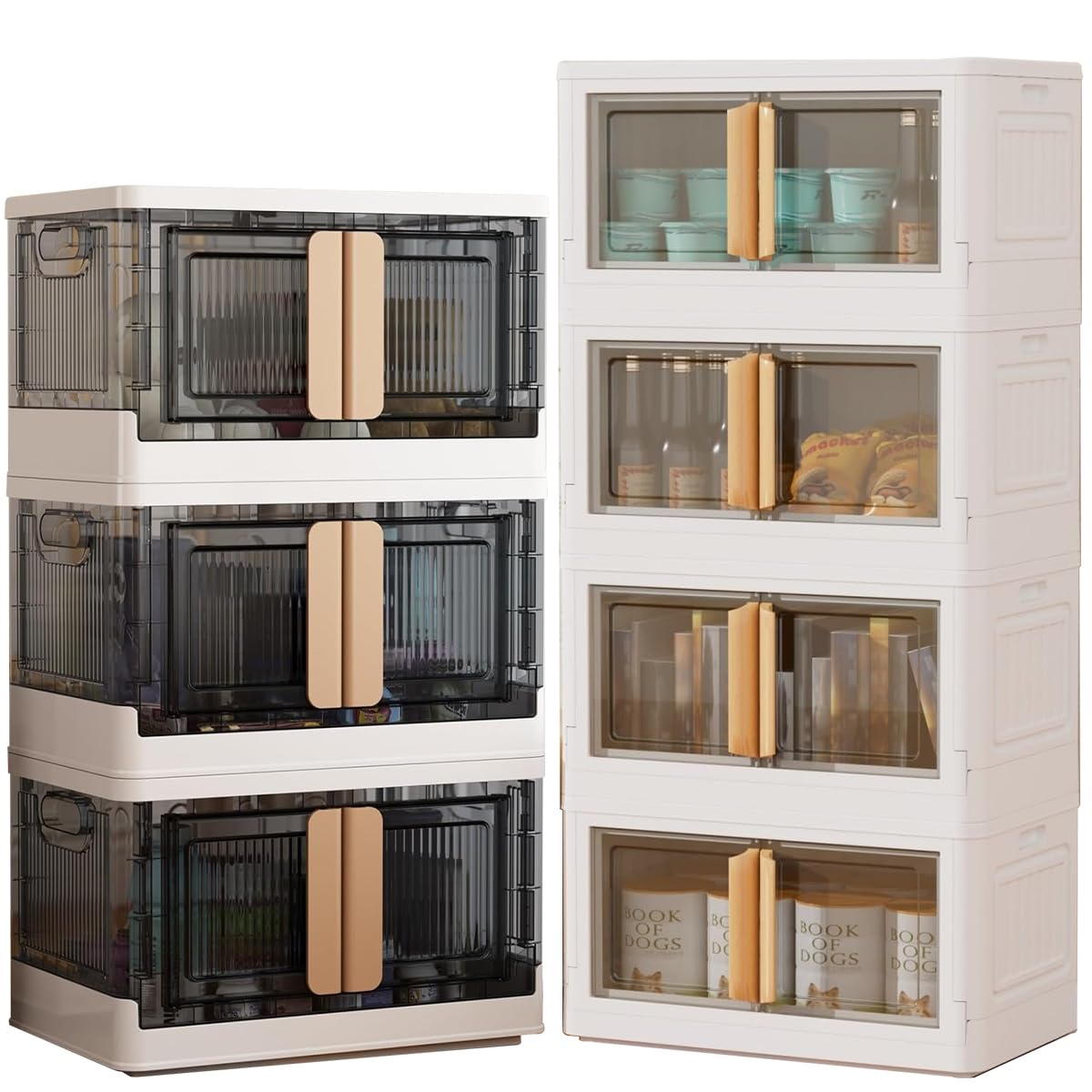 wookon3 Packs Grey Storage Bins+4 Packs White Closet Organizer