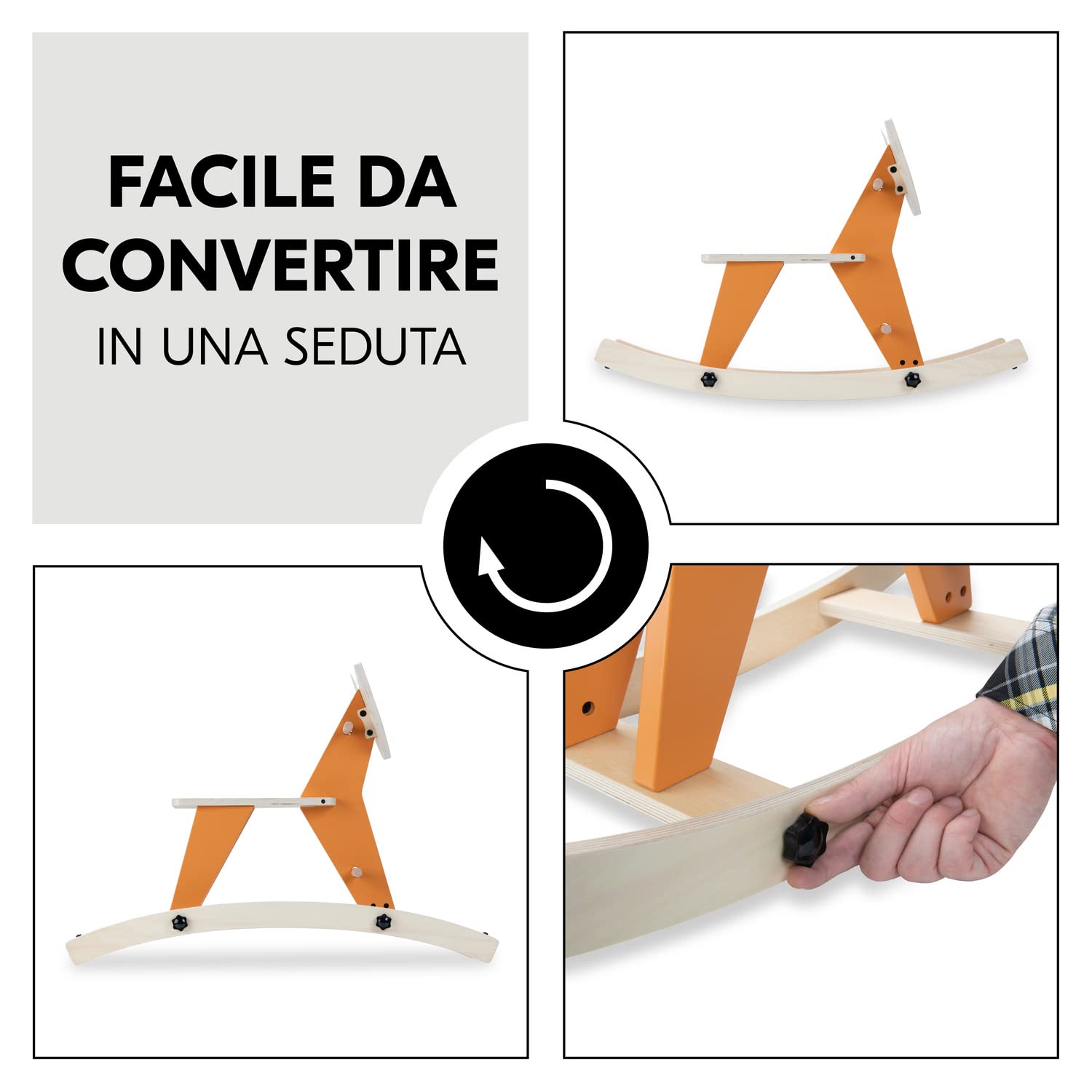 hauck Rock N Swing Cavallo a Dondolo per Bambini - Cavalcabile Bambino in Legno (Certificato FSC®), Dai 18 Mesi - Base Basculante Reversibile - Volpe