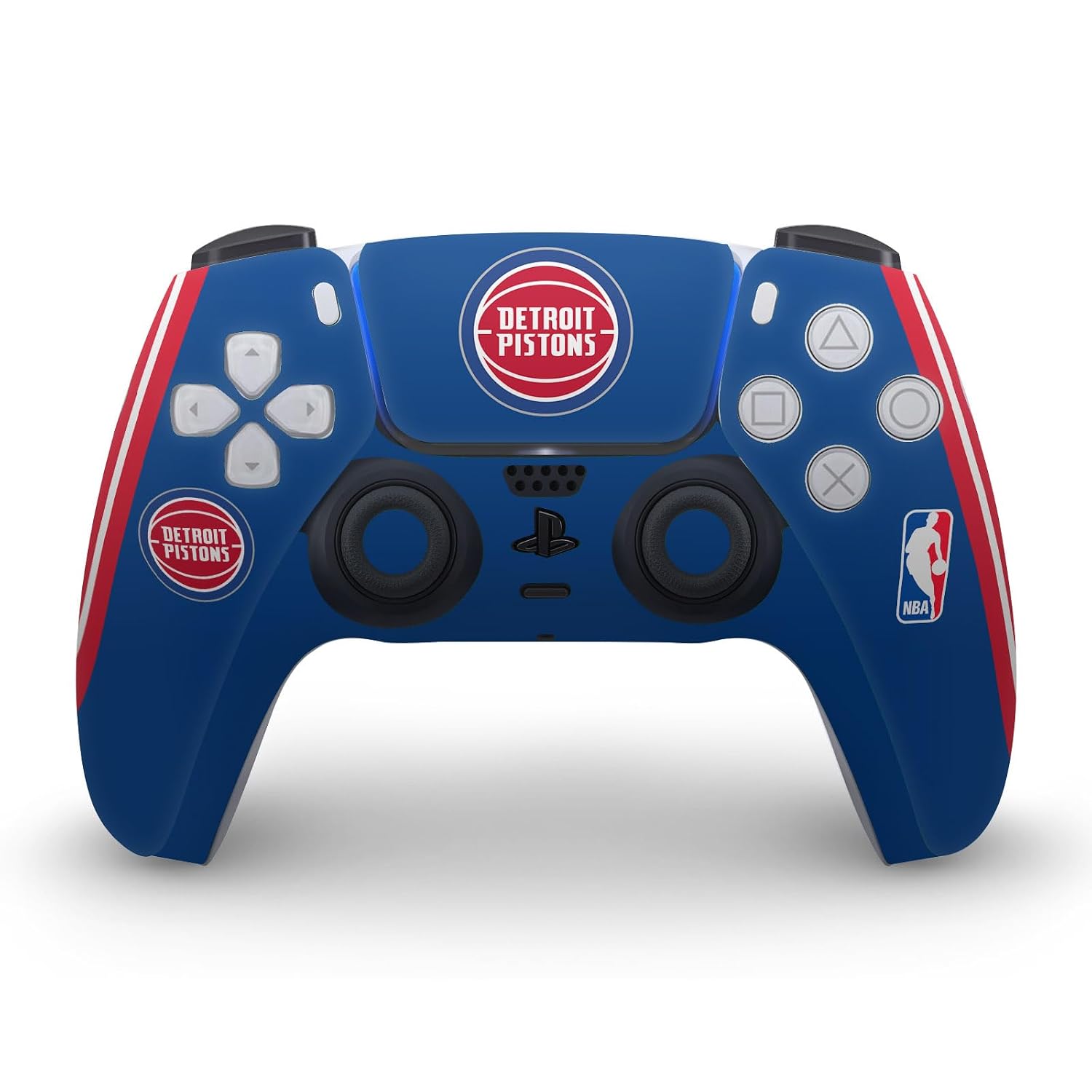 Head Case Designs Officially Licensed NBA Blue Design Detroit Pistons Logo Vinyl Faceplate Gaming Skin Decal Compatible With Sony PlayStation 5 PS5 Digital Edition Console and DualSense Controller