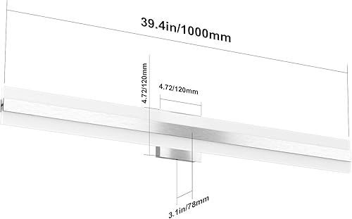 Miniatura 7 de Aipsun Lámpara LED moderna de aluminio plateado cepillado de 40 pulgadas, lámpara LED de acrílico blanco esmerilado, lámpara de pared arriba y abajo