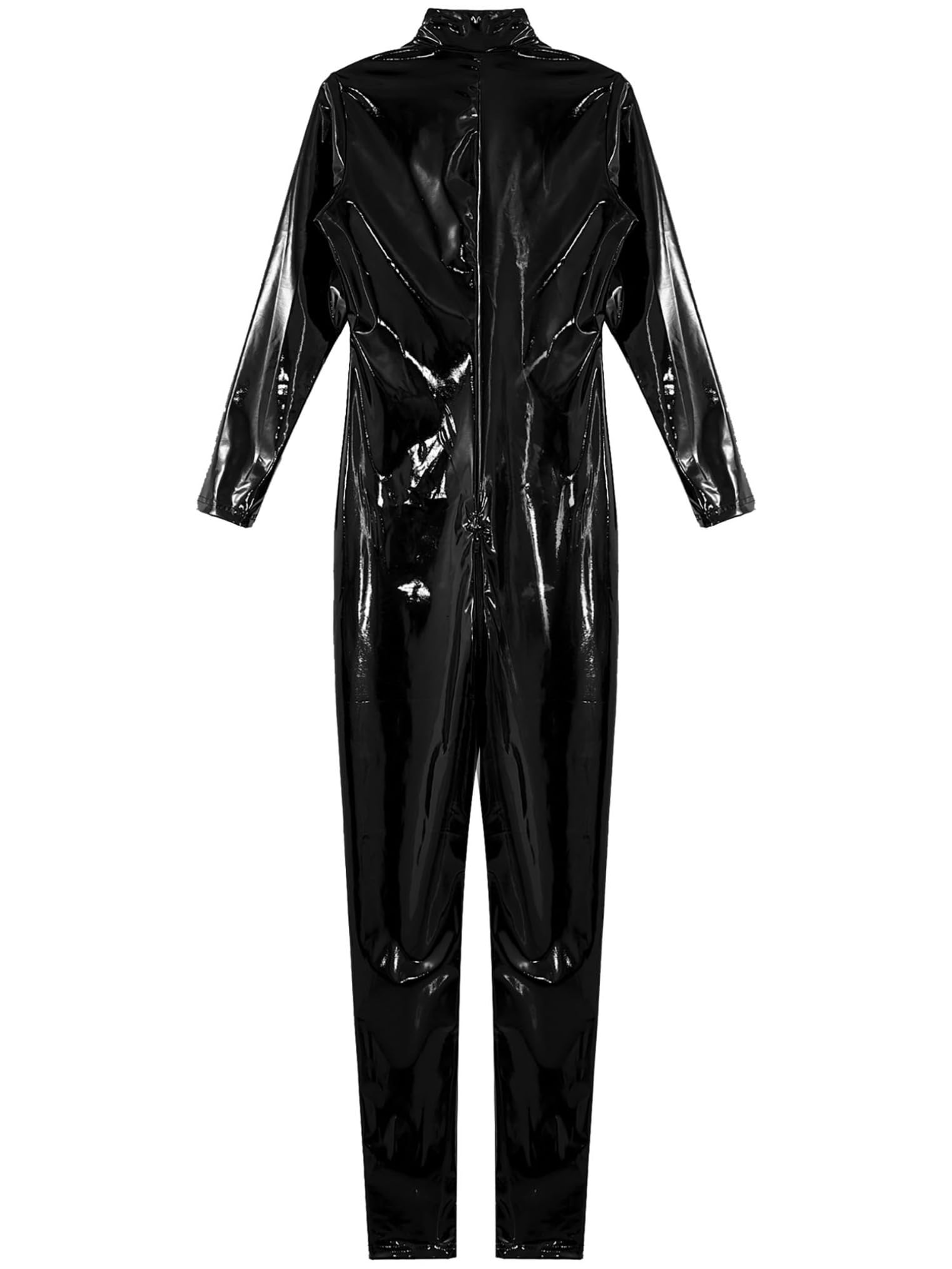 Freebily Body da Uomo Intero Intimo Sexy Hot per Sesso Tute Aderente Catsuit in Vernice con Cerniera Cavallo Wetlook Bodysuit Lucida Manica Lunga Latex Lingerie Erotico