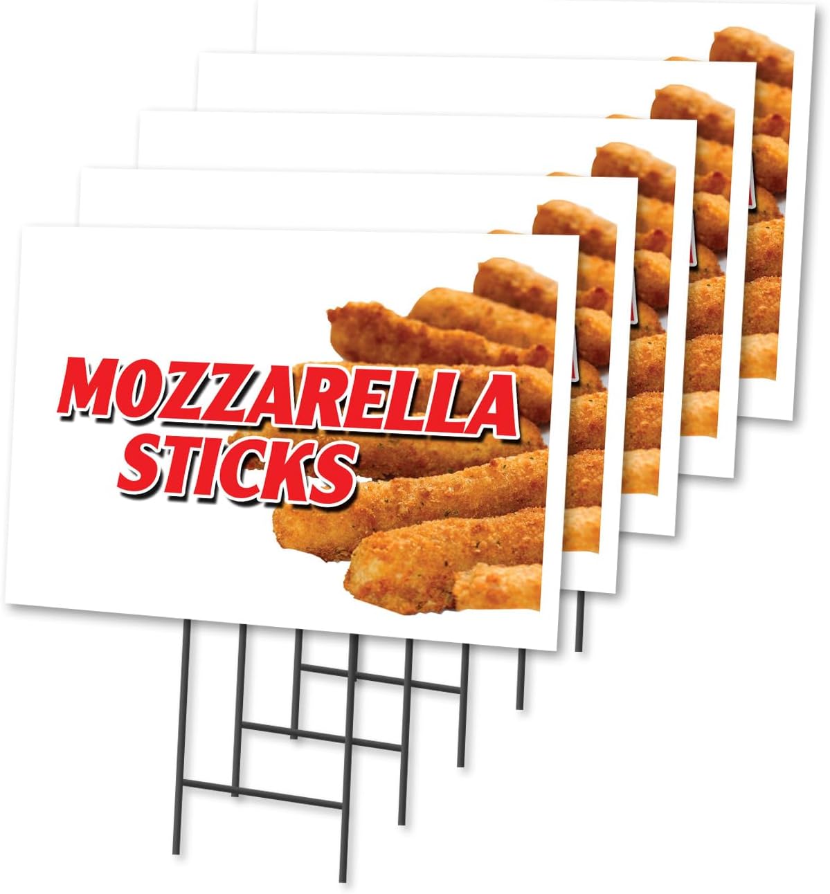 Mozzarella Sticks 2 Pack of 18" x 24" Yard Sign & Stake | Advertise Your Business | Stake Included Image On Front Only | Made in The USA