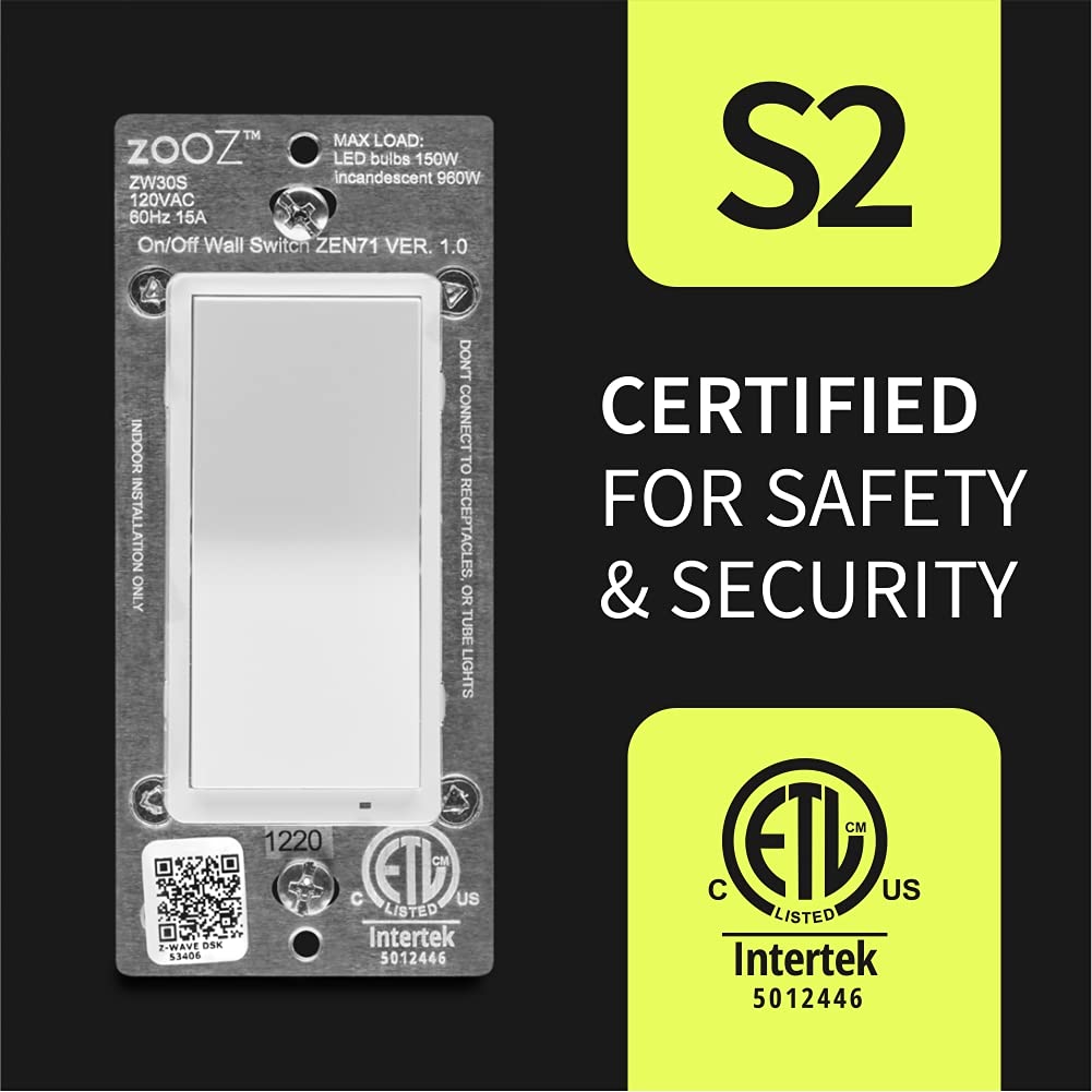 Zooz 800 Series Z-Wave Long Range On/Off Switch ZEN71 800LR, White