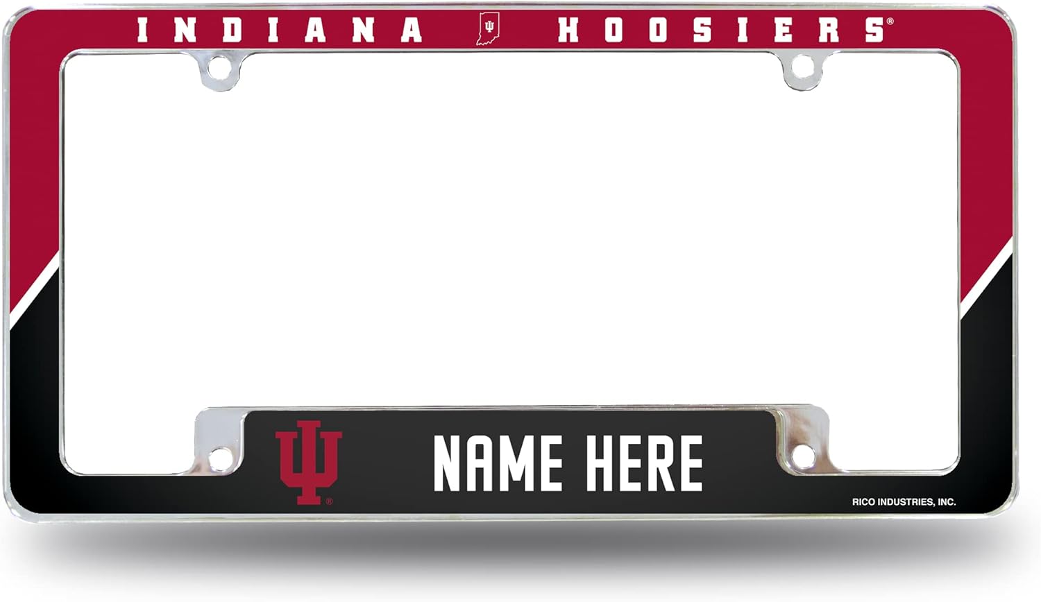 Rico Industries NCAA Indiana Hoosiers Personalized/Custom 12" x 6" Chrome All Over Automotive License Plate Frame for Car/Truck/SUV