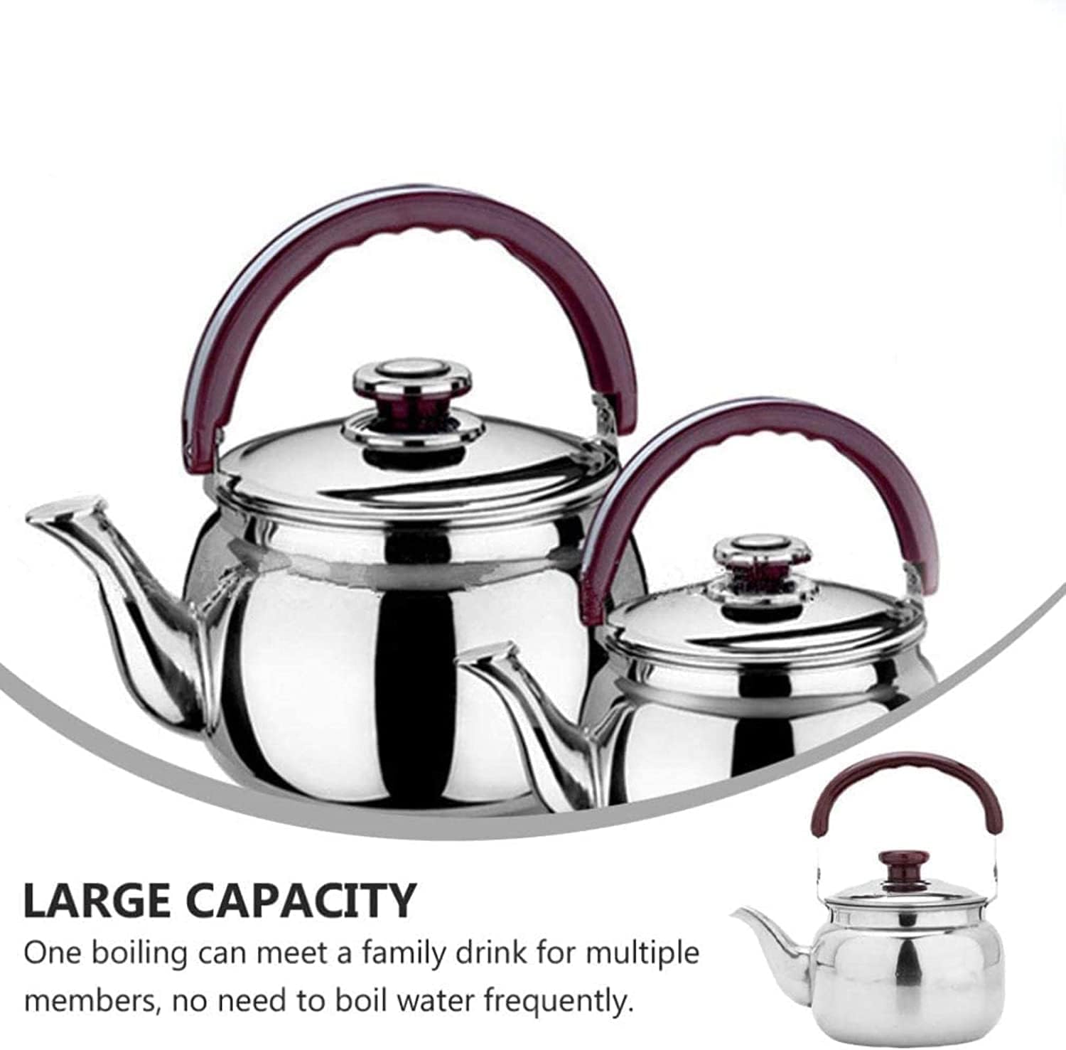 Stove Top Kettle Stainless Steel Whistling Tea Kettle Flat Bottom Kettle Tea Kettle Whistling Teapot for Stovetops Gas Stovetop Kettle for Kitchen,A-2L