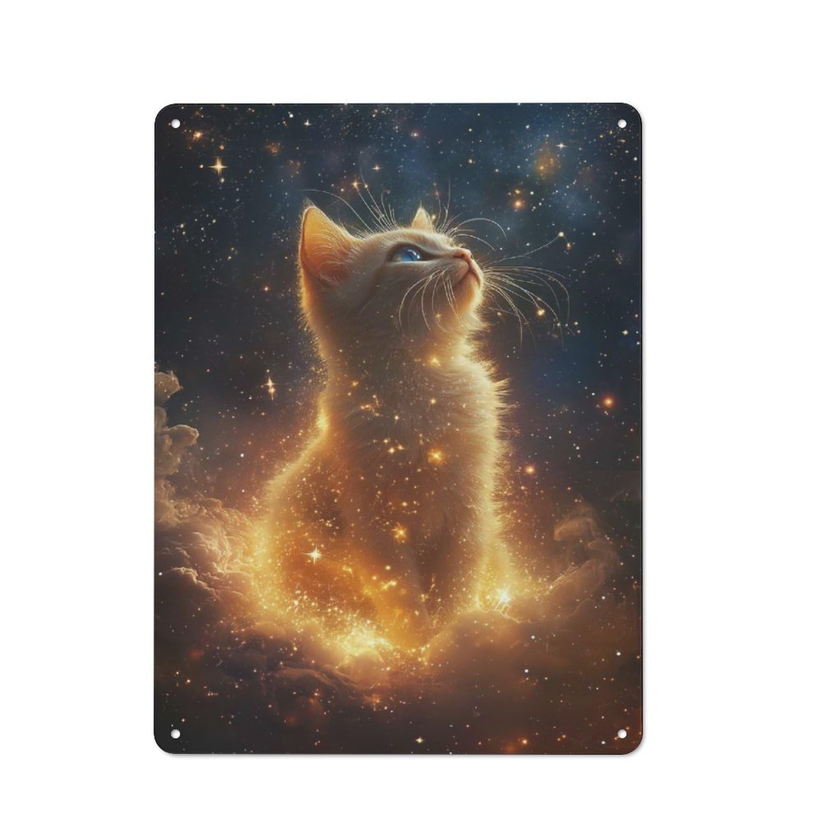 Rustic Cosmic Kitten Rustic Tin Sign 40x30cm, Porch Wall Decor for Greenhouse, Garden Room, Cafe Or Entryway