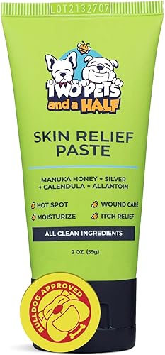 Bulldog - Tratamiento de puntos calientes de 2 onzas para el cuidado de heridas con plata y miel, alivio de picazón de bulldog francés para