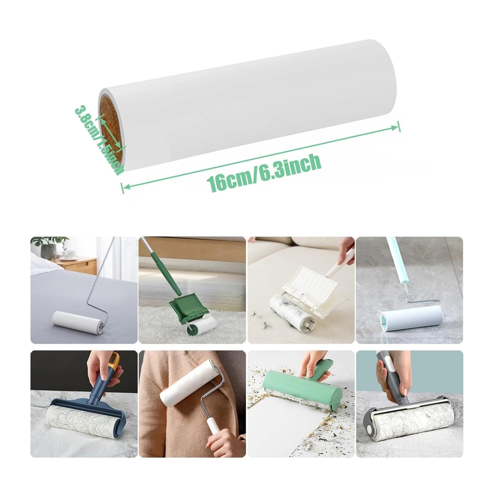 Fusselrolle Fusselroller-Nachfüllungen, extra klebrig | 60 Blatt pro Rolle, 5er-Packung, insgesamt 300 Blatt(9.45in)