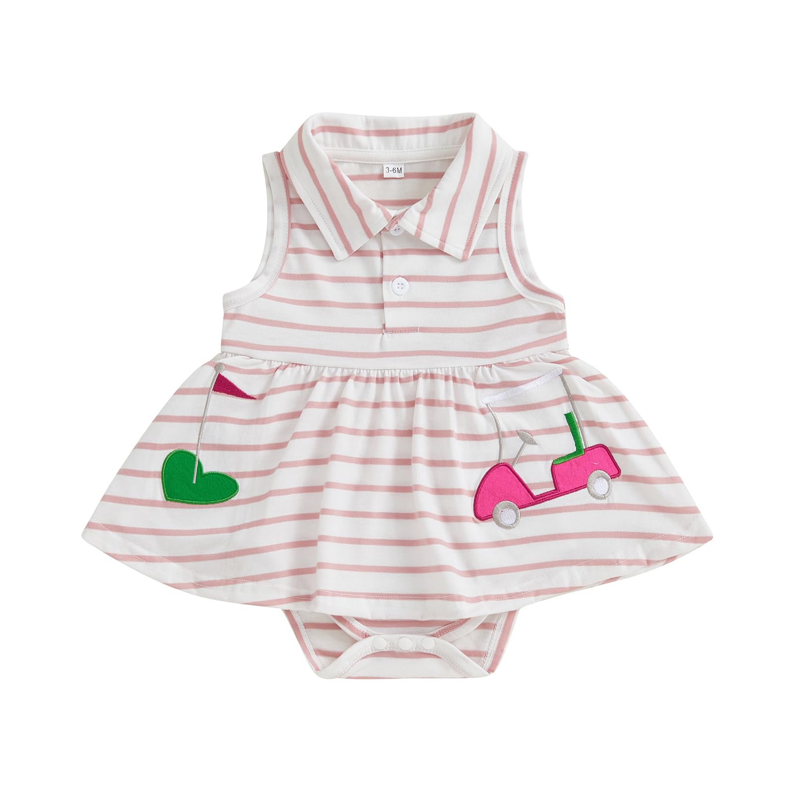 Ysfanwuxi Newborn Baby Girl Golf Outfit Golf Onesie Romper Polo Dress Sleeveless Striped Bodysuit Infant Summer Clothes