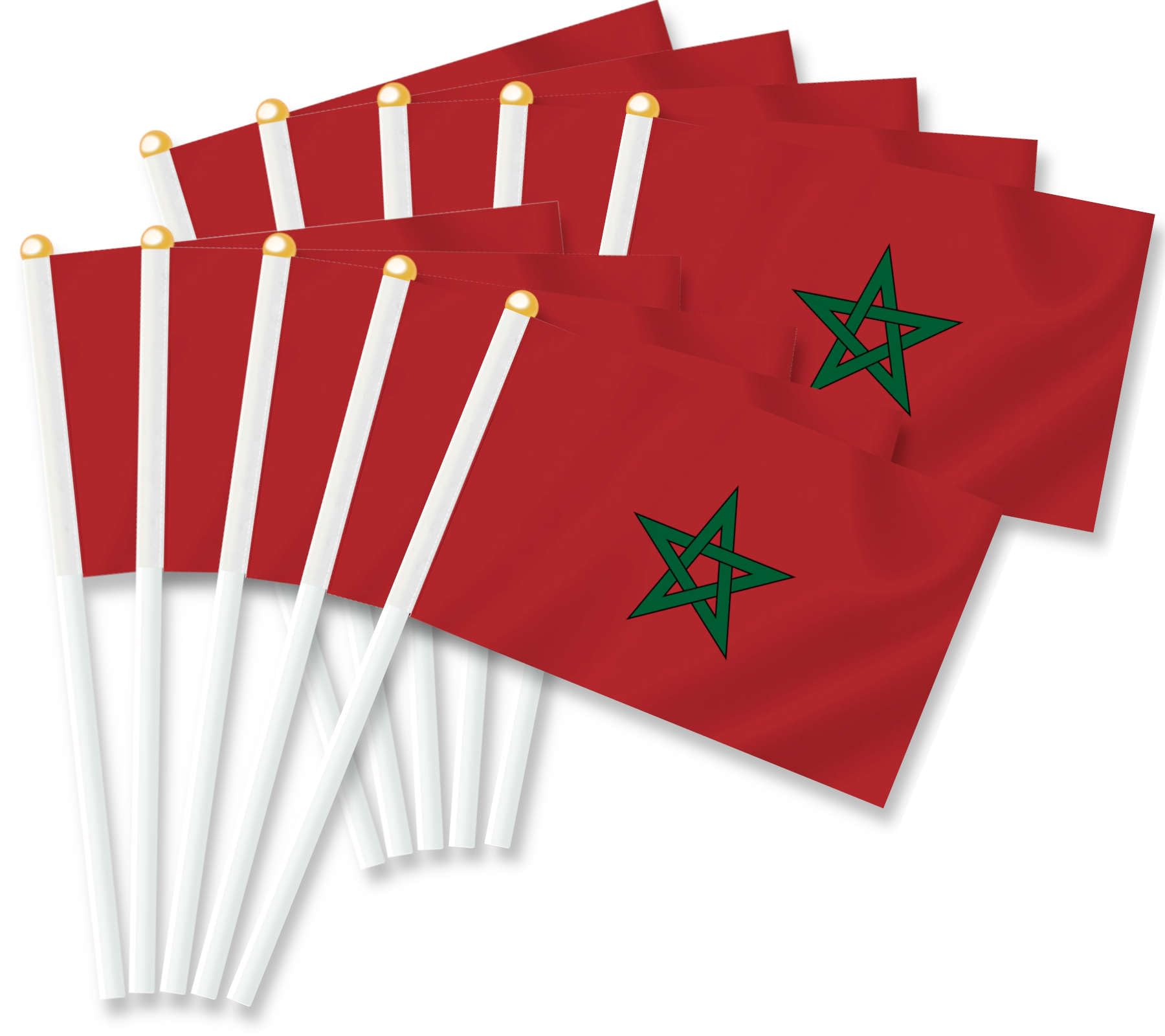 MacLand 25PCS Morocco Handheld Small Flag, Moroccans Hand held Mini Decor Decoration Banner