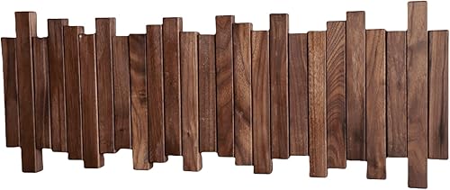 Miniatura 4 de Perchero de madera natural para piano montado en la pared  Gancho de pared abatible 5 ganchos  Gancho de pared para entrada, hecho de nogal negro