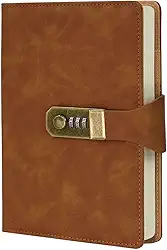LUMAI Caderno Diário com Cadeado e Fechadura Secreta, Ideal para Anotações, Projetos, Privacidade e Criatividade, Folhas Com Pauta Linhas, Capa de Couro Resistente e Design Minimalista – Marrom