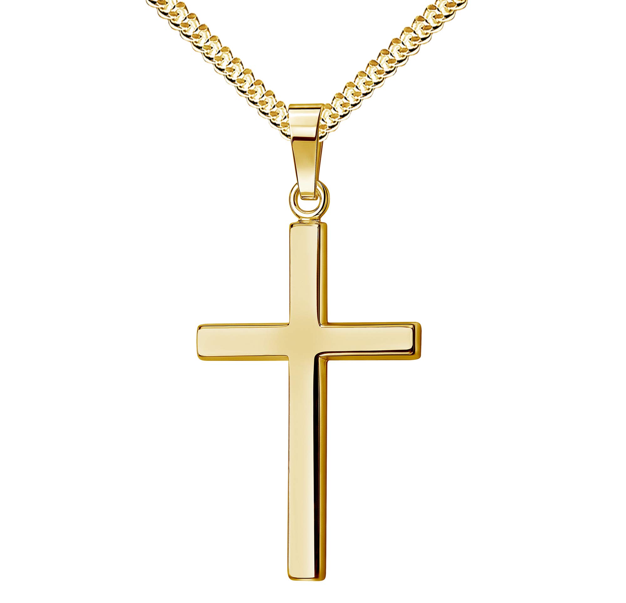 Kreuz-Anhänger 750 Gold 18 Karat / 18K Gold-Kreuz in Hochglanz poliert für Damen und Herren als Ketten-Anhänger + Schmuck-Etui und Zertifikat
