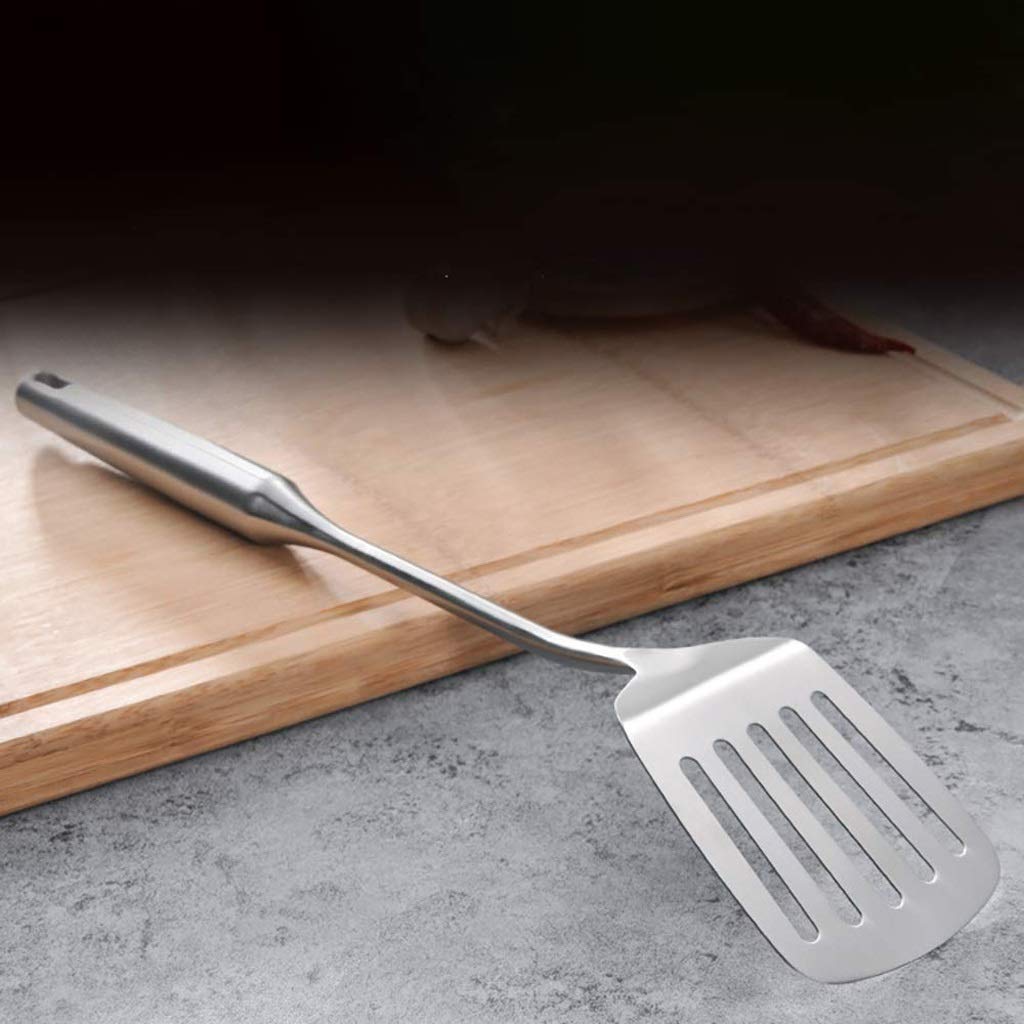 Espátula de plata - Wok Pala Pala ranurado, cocina de acero inoxidable pesado Cocina, mango hueco resistente al calor