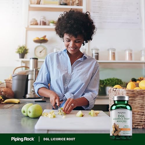 Miniatura 6 de Piping Rock DGL - Tabletas masticables de regaliz de 4000 mg | 180 unidades | Mega potencia desglicirrizinada | Suplemento de extracto de hierbas |
