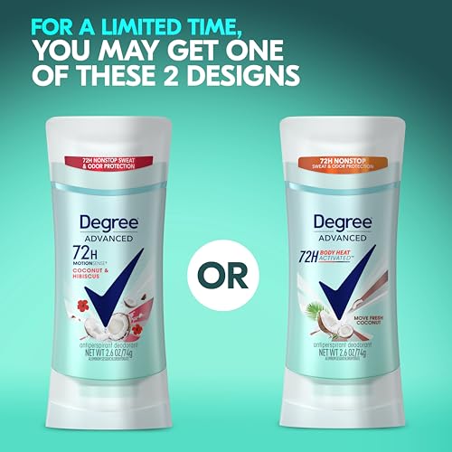 Degree Antiperspirant Deodorant 72-Hour Sweat & Odor Protection Fresh Coconut Deodorant for Women with MotionSense Technology 2.6 oz, Pack of 4