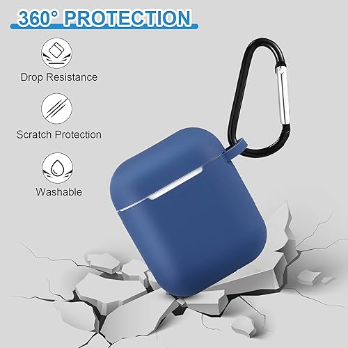 Miniatura 2 de 12 fundas protectoras de silicona para auriculares con llavero accesorios compatibles con Airpods 2 y 1 fundas de carga inalámbrica, LED frontal