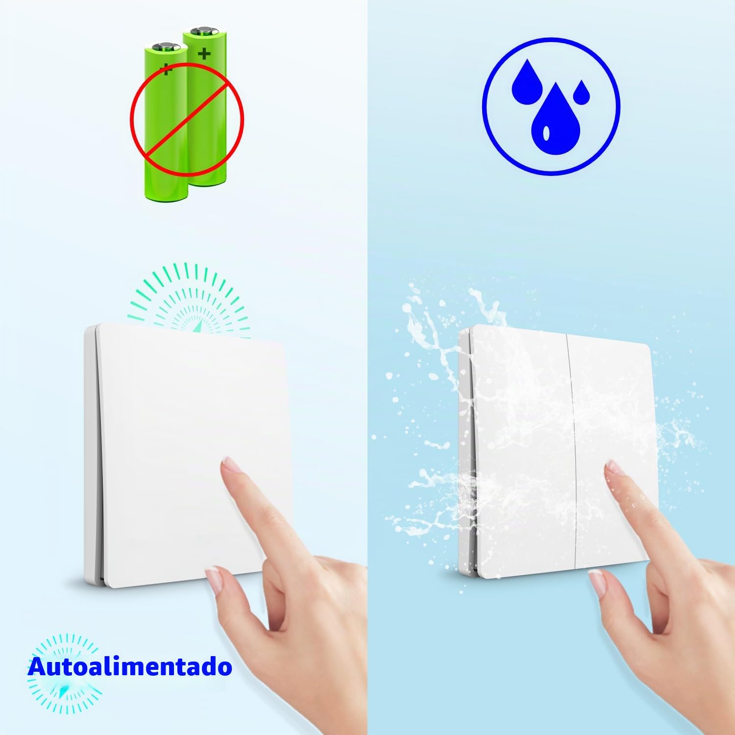 Interruptor De Luz Inalámbricas Autoalimentado, Tedeligo Sin Batería Interruptor A Prueba De Agua 220V 10A Relé Transmisor De Radio Rango De Control De 50M Para Iluminación De Lámpara (1 a 1)