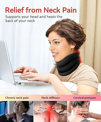 Miniatura 2 de Soporte térmico para el cuello para aliviar el dolor de cuello y apoyo, cuello cervical de espuma suave con almohadilla térmica para el cuello,