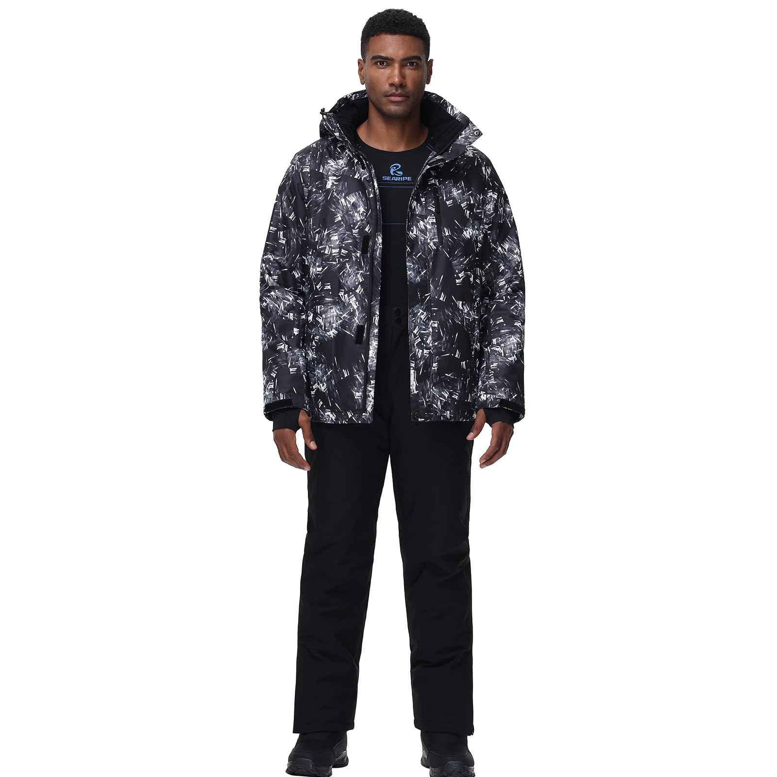 HOTIAN Ensemble veste et pantalon de ski pour homme - Ensemble d'hiver chaud - Ensemble de ski - Imperméable - Coupe-vent
