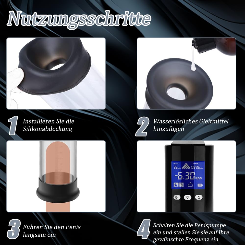 Penispumpe Sex Spielzeug für die Männer, Elektrische Penis Vakuumpumpe mit LCD-Display & Verschiedenen Modi, Penis Pumpe zur Peniserektion und Penisvergrößerung(D:22.9 * 5.7cm)