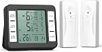 ORIA Refrigerator Thermometer, Wireless Digital Freezer Thermometer with 2 Wireless Sensors, Audible Alarm, Min and Max Record, LCD Display for Home, Restaurants, Bars, Cafes (Black)