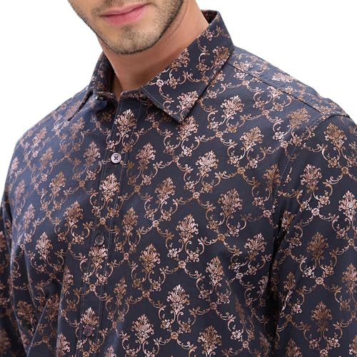Image of Spykar Men's Slim Fit N /A Full Sleeve Printed Casual Shirts