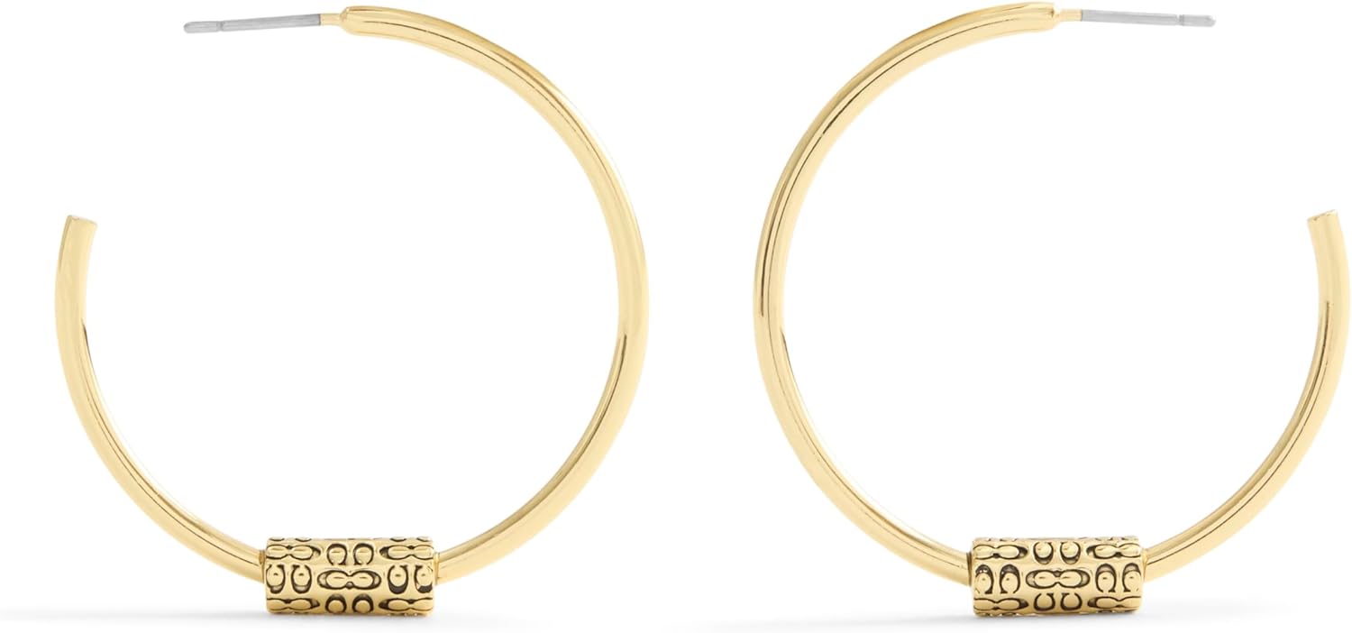 COACH Women's Signature Quilted Tube Hoop Earrings