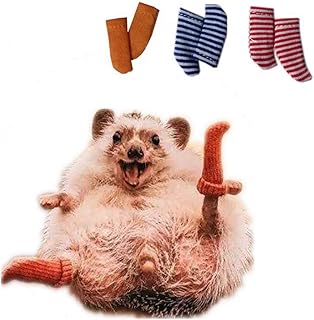 3 Pairs Handmade Tiny Socks for Hedgehog Hamster Small Animal Stretchy Socks Nail Care Hedgehog Clothes Apparel Accessories for Photo Prop Christmas Party Birthday Pet Shows Cosplay (3 Pairs)