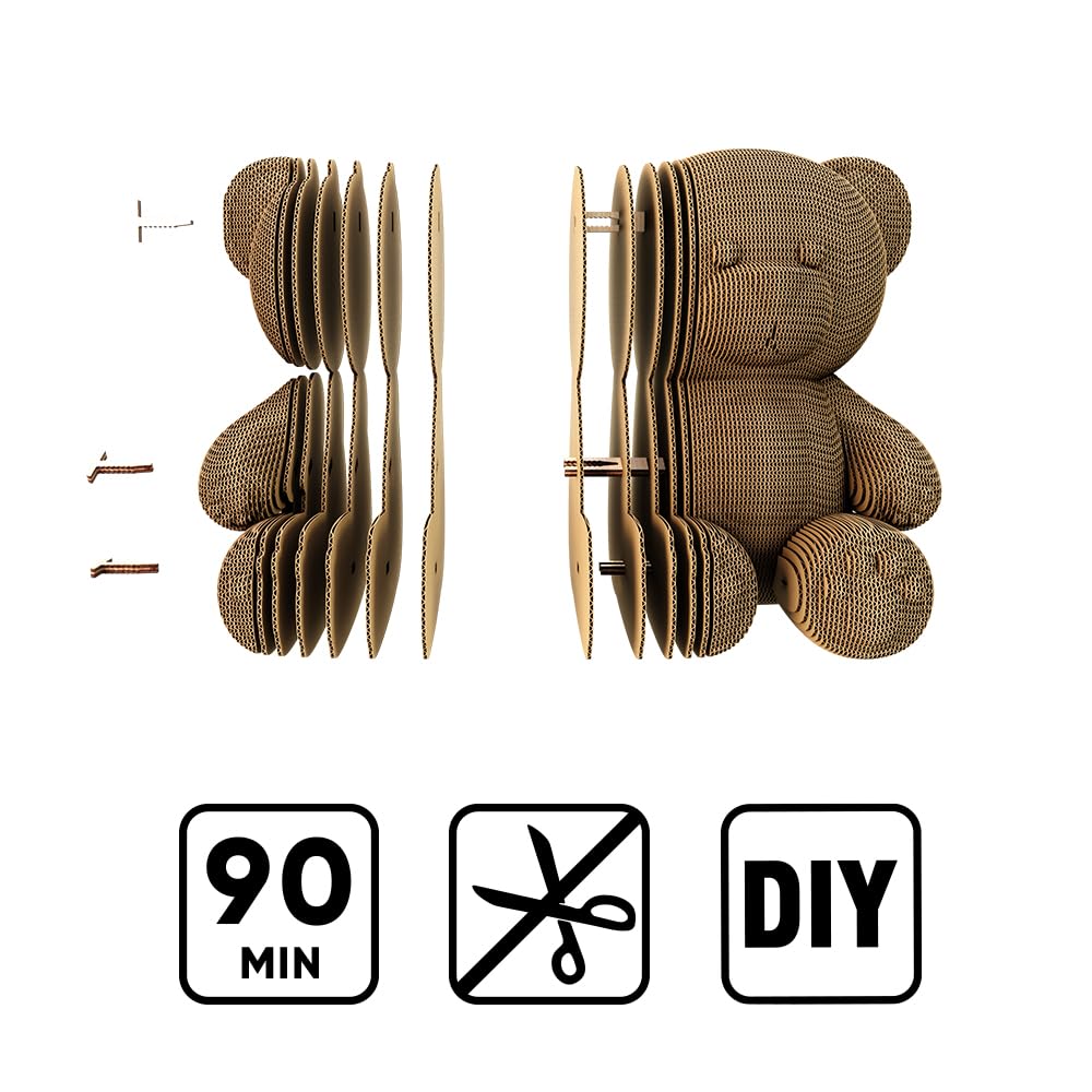 CARTONIC Teddybär 3D-Puzzle aus Karton – Skulptur-Bausatz