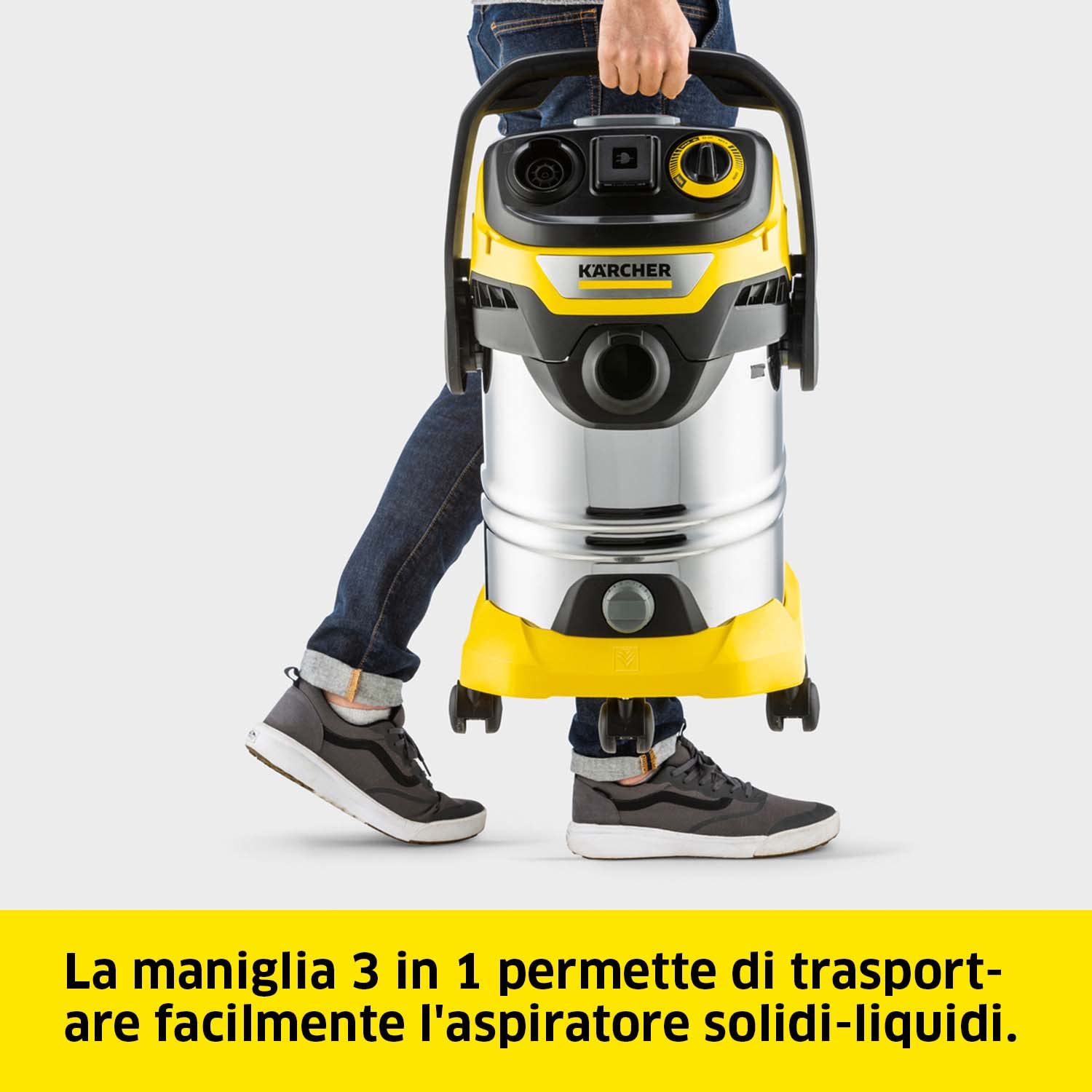 KÄRCHER aspiratore solidi liquidi WD 6 P S V-30/8/35/T con presa elettroutensile, 1300 W, contenitore in plastica: 30 l, tubo di aspirazione: 3,5 m, funzione soffiante, filtro in vello