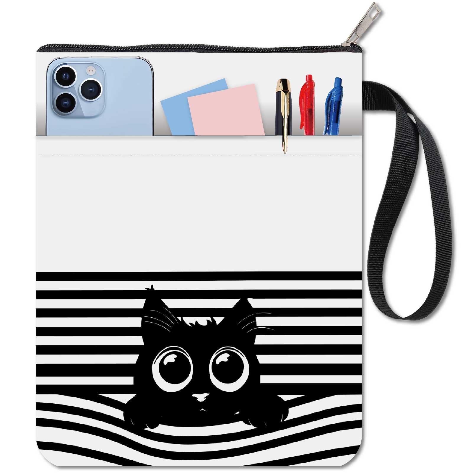 CRASPIRE Cat Book Covers Animal Book Sleeve Black Book Protector for Paperbacks Washable Fabric Cloth Book Cover with Zipper and Extra Sleeve Pocket for Book Lovers Classmate Gifts