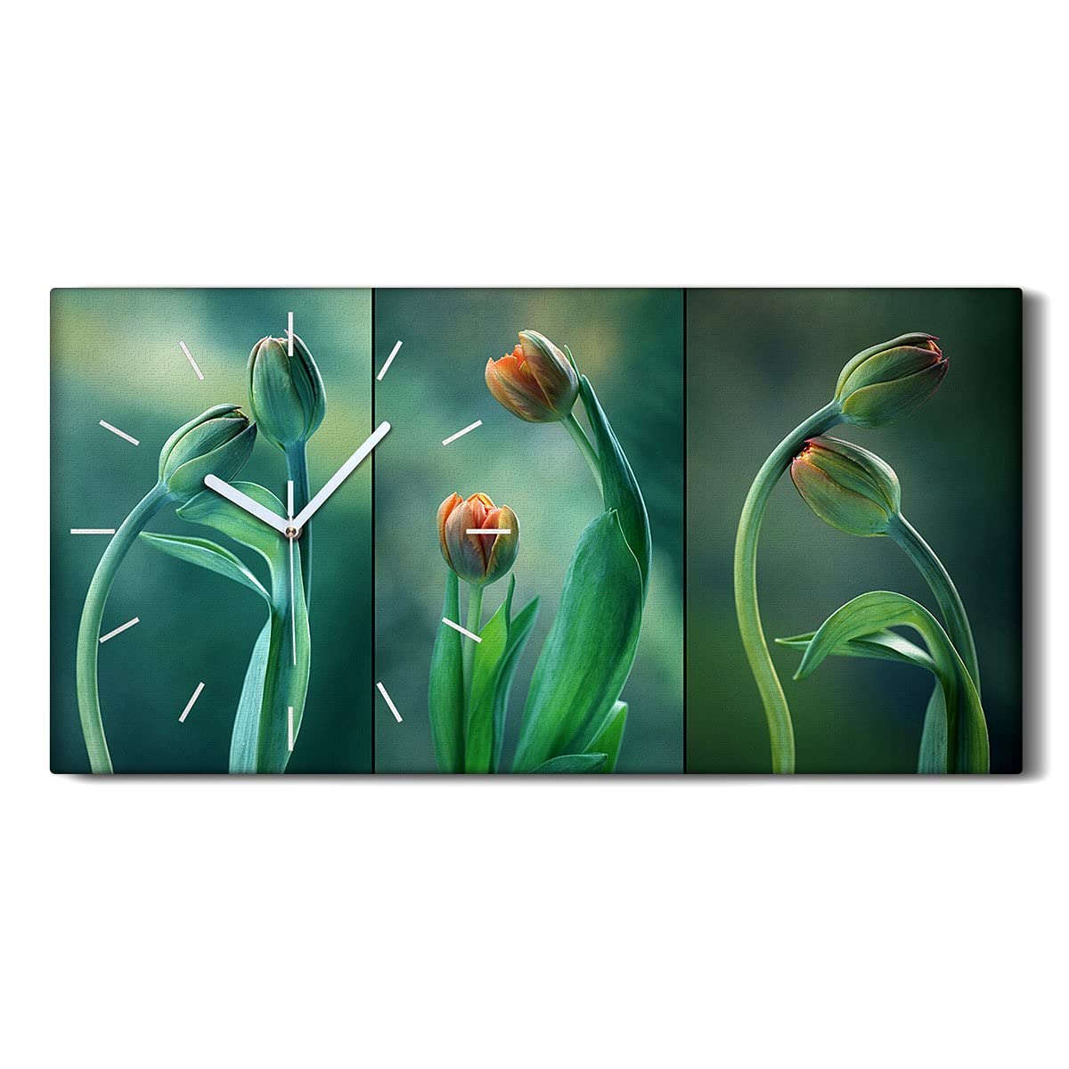 Horloge Silencieuse Sans Tic-Tac Fleurs Art Mural Salon Chambre