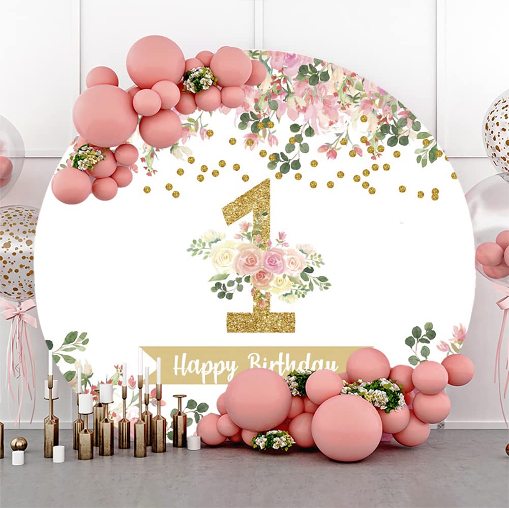 Renaiss Sfondo Rotondo In Poliestere 2m Per Compleanno E Baby Shower | Viola Rosa Floreale