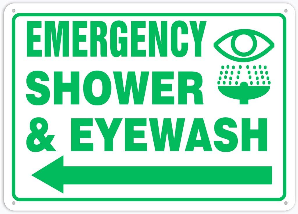 8"x12" Aluminum Metal Sign - Emergency Shower And Eyewash Left Arrow - Indoor & Outdoor Use For Home, Office, Work