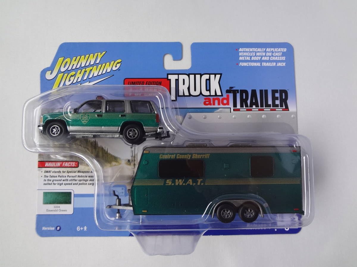 ミニカー Jonny Lightning 1/64 1997 Chevy Tahoe Johnny Lightning 1997 Chevy Tahoe w/Camper Trailer (Police